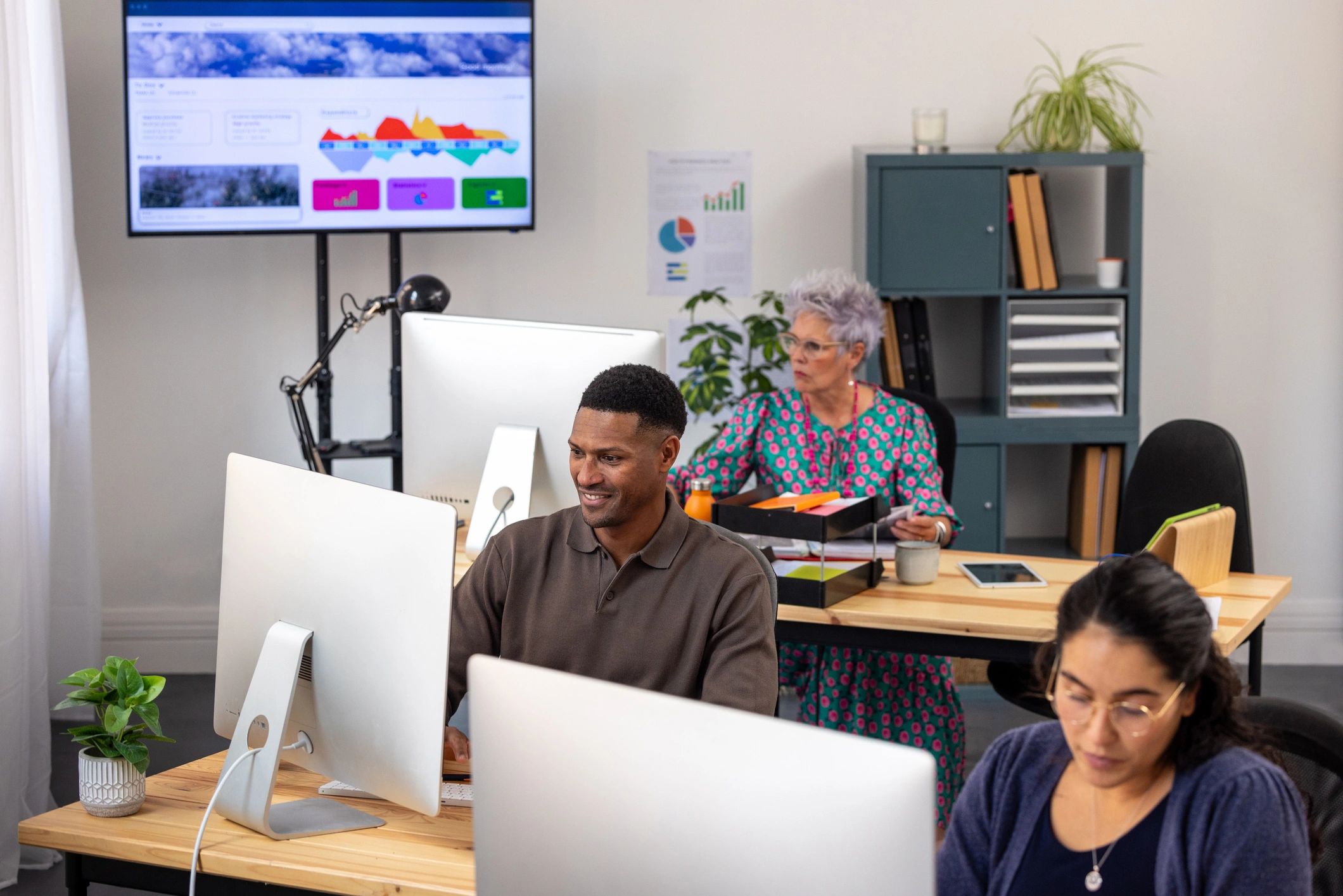 IT services team working in a modern office